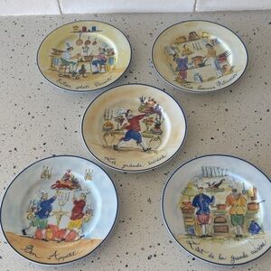 Williams Sonoma French Chef Cuisine Salad/Dessert Set of 5 Plates Made in Japan